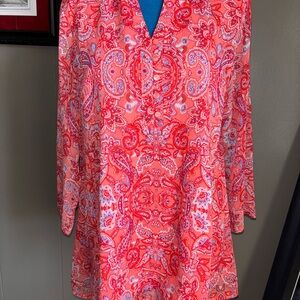 Liz Claiborne Red and blue Paisley Blouse